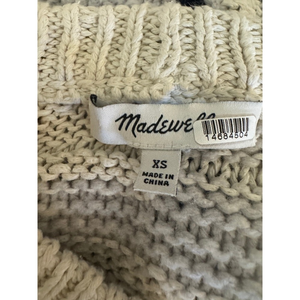Madewell Striped Knit Sweater Women XS Blue White Textured Bobble Detail‎ EUC - Picture 4 of 9